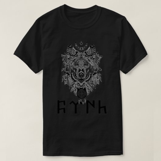 Wolf Turk Alte Inschrift Tengri Ancient Turkic T-Shirt (Design vorne)