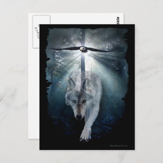 WOLF u. EAGLE-Tier-Postkarten-Reihe Postkarte (Vorne/Hinten)