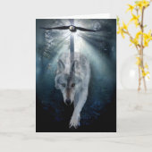 Wolf-u. Eagle-Tier-Stützfreier raum Gruß-Karte Karte (Gelbe Blume)