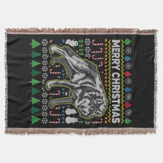 Wolf Ugly Christmas Sweater Wildlife Series Decke