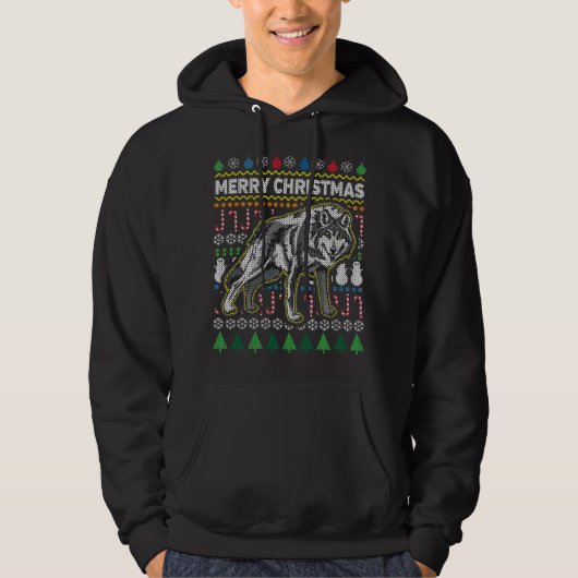 Wolf Ugly Christmas Sweater Wildlife Series Hoodie (Vorderseite)