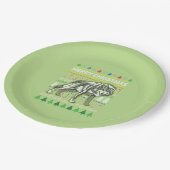 Wolf Ugly Christmas Sweater Wildlife Series Pappteller (Schrägansicht)