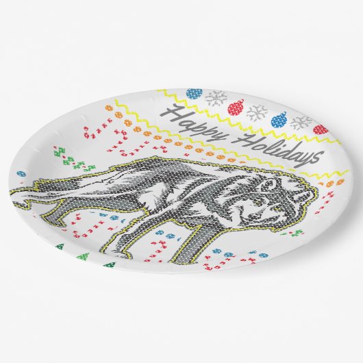 Wolf Ugly Christmas Sweater Wildlife Series Pappteller (Schrägansicht)