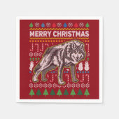 Wolf Ugly Christmas Sweater Wildlife Series Serviette (Vorderseite)