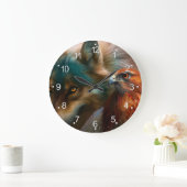 Wolf- und Adlermalerei Große Wanduhr (Zuhause)