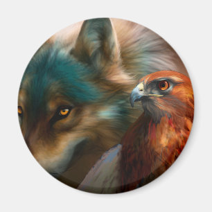 Wolf- und Adlermalerei Magnet