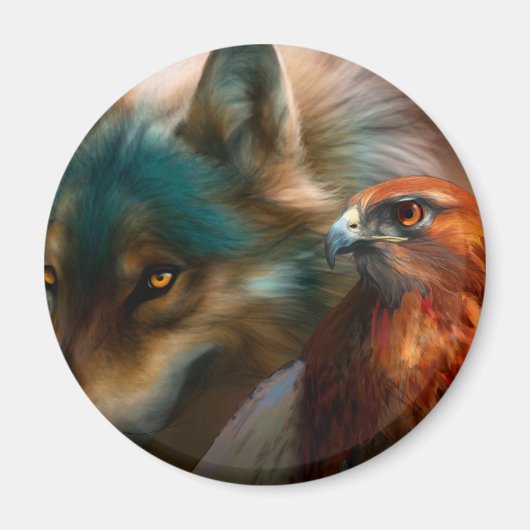 Wolf- und Adlermalerei Magnet (Vorne)