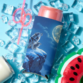 Wolf und Baby Cub Howling auf Vollmond Selters Dosenkühler