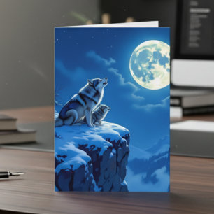 Wolf und Baby Cub Howling Vatertag Karte