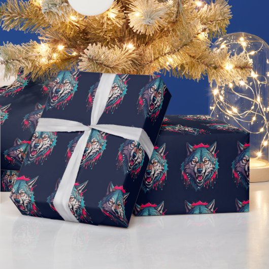Wolf- und Beute-Concept-Illustration (AI+Human) Geschenkpapier (Feiertage)