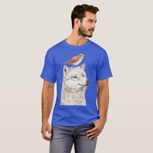 Wolf und Bird witzig T-Shirt (Vorne ganz)