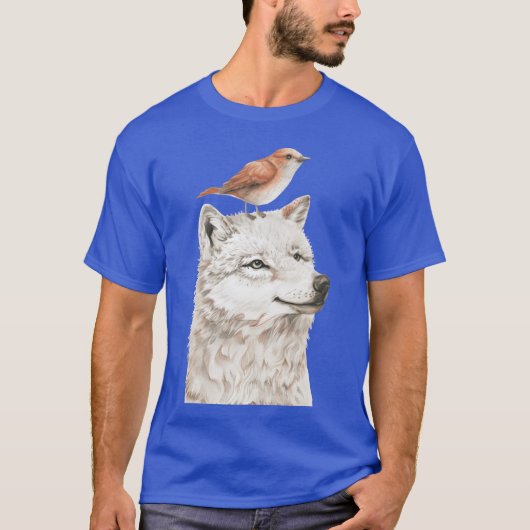 Wolf und Bird witzig T-Shirt (Vorderseite)