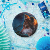 Wolf und der Mond um Mitternacht Pappteller (Party)