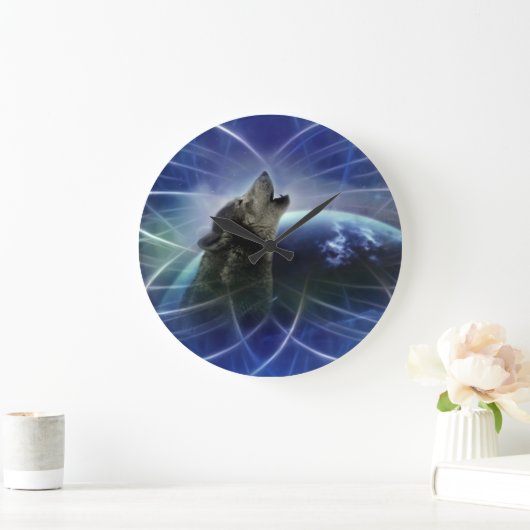 Wolf und der Träumer Große Wanduhr (Zuhause)