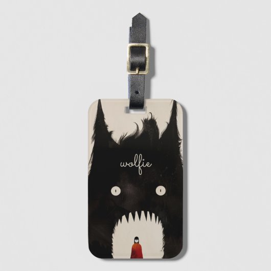 Wolf und die kleine rote Reithose Gepäckanhänger (Vorderseite Vertikal)