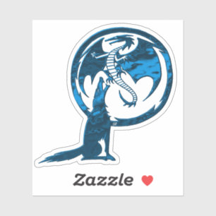 Wolf- und Drachenblaue Kontur-Aufkleber Aufkleber