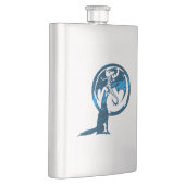 Wolf- und Drachenblauer Edelstahlkolben Flachmann (Rechts)