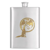 Wolf- und Drachengolf aus nicht rostendem Stahl Flachmann (Vorderseite)