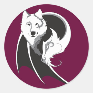 Wolf- und DrachenSticker Runder Aufkleber