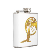 Wolf und Dragon goldfarbene Flasche Flachmann (Rechts)