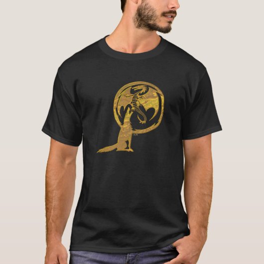 Wolf und Dragon goldfarbene Männer, schwarzer T - T-Shirt (Vorderseite)