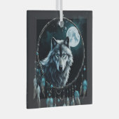 Wolf und Dreamcatcher Christmas Spiritual Ornament Aus Glas (Vorderseite Rechts)