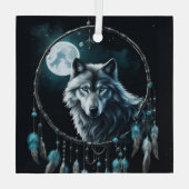 Wolf und Dreamcatcher Christmas Spiritual Ornament Aus Glas (Rückseite)