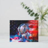 Wolf und Dreamcatcher in amerikanischer Flagge bem Postkarte (Stehend Vorderseite)