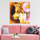 Wolf und Dreamcatcher Leinwanddruck (Insitu (Wohnzimmer))