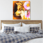 Wolf und Dreamcatcher Leinwanddruck (Insitu (Schlafzimmer))