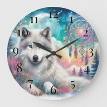 Wolf und Dreamcatcher mit dem Mond