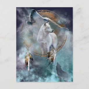Wolf und Dreamcatcher Postkarte