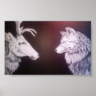 Wolf und Elk Poster