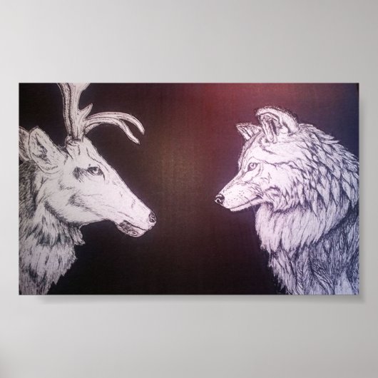 Wolf und Elk Poster (Vorne)