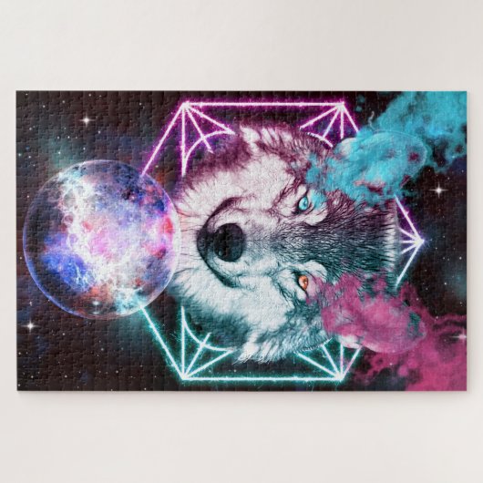 Wolf und Erde Puzzle (Horizontal)