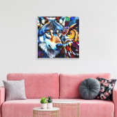 Wolf und Eule Lebendig und Bunt Leinwanddruck (Insitu (Wohnzimmer))
