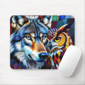 Wolf und Eule Lebendig und Bunt Mousepad (Mit Mouse)