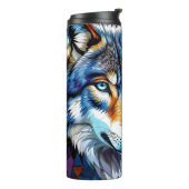 Wolf und Eule Lebendig und Bunt Thermosbecher (Nach links gedreht)