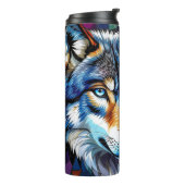 Wolf und Eule Lebendig und Bunt Thermosbecher (Nach links gedreht)