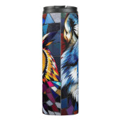 Wolf und Eule Lebendig und Bunt Thermosbecher (Rückseite)