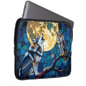 Wolf- und Eulen-Mosaik-Kunst Laptopschutzhülle (Vorne Rechts)