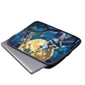 Wolf- und Eulen-Mosaik-Kunst Laptopschutzhülle (Vorne Knopf)