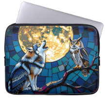 Wolf- und Eulen-Mosaik-Kunst