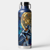 Wolf- und Eulen-Mosaik-Kunst Trinkflasche (Vorderseite)
