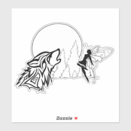 Wolf und Fairy, kundenspezifisch geschnitten Vinyl Aufkleber