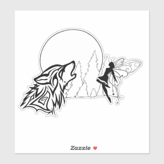 Wolf und Fairy, kundenspezifisch geschnitten Vinyl Aufkleber (Blatt)