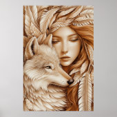 Wolf und Frauen in Feathers Poster (Vorne)