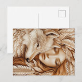 Wolf und Frauen in Feathers Postkarte (Vorne/Hinten)
