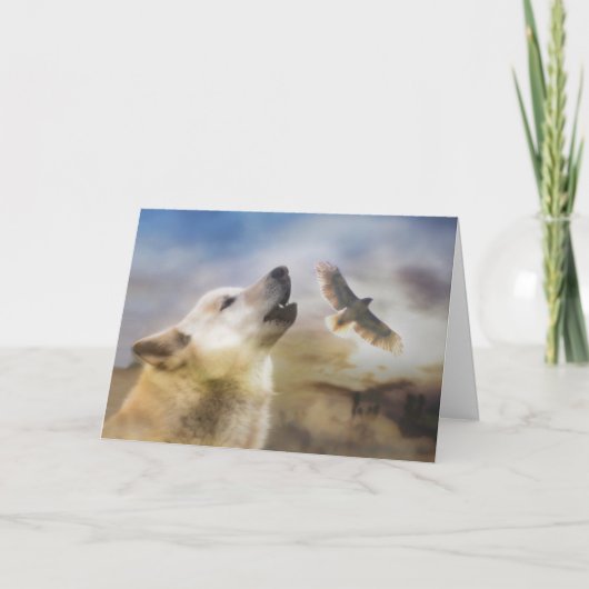 Wolf und Hawk Geburtstag Zeitloser Geist Karte (Vorderseite)
