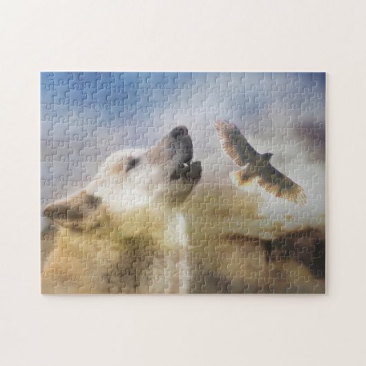 Wolf und Hawk Indianer Inspiriert Jigsaw Puzz Puzzle (Horizontal)